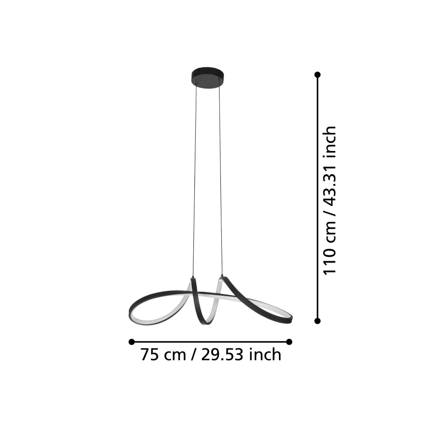 Eglo - LED RGBW Stmívatelný lustr na lanku LED/22W/230V 2700-6500K černá