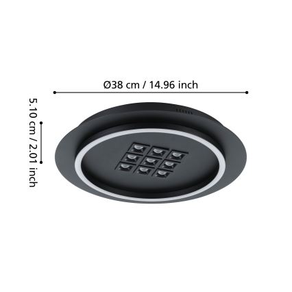 Eglo - LED Stmívatelné stropní svítidlo LED/21,4W/230V 2700-6500K černá + dálkové ovládání