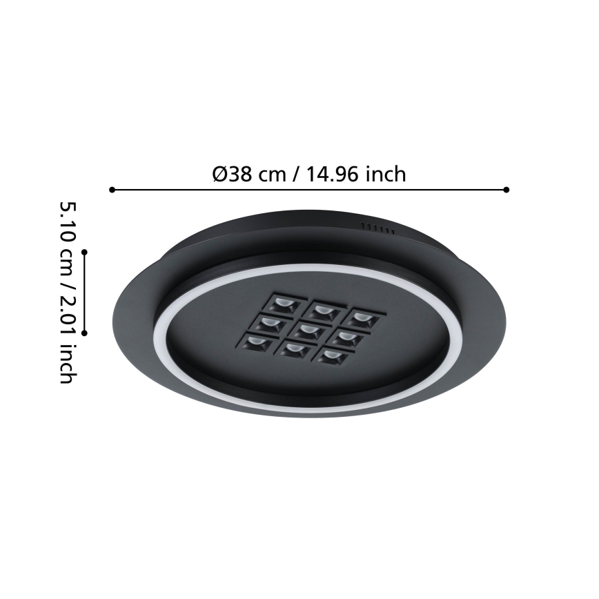 Eglo - LED Stmívatelné stropní svítidlo LED/21,4W/230V 2700-6500K černá + dálkové ovládání
