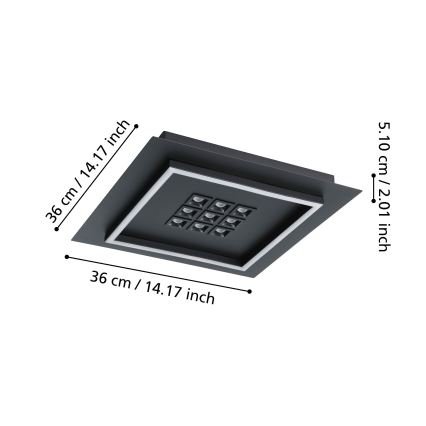 Eglo - LED Stmívatelné stropní svítidlo LED/21,4W/230V 2700-6500K černá + dálkové ovládání