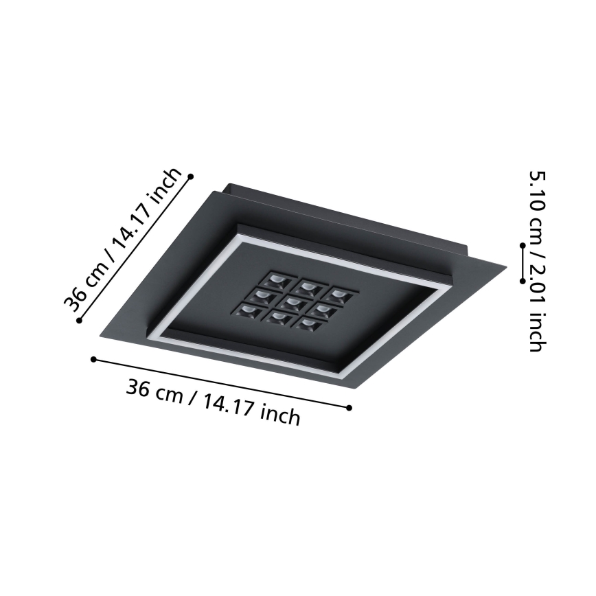 Eglo - LED Stmívatelné stropní svítidlo LED/21,4W/230V 2700-6500K černá + dálkové ovládání