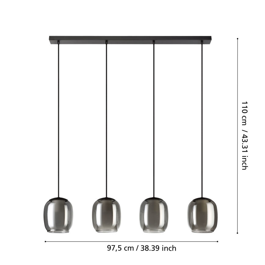 Eglo - Lustr na lanku 4xE27/28W/230V šedá