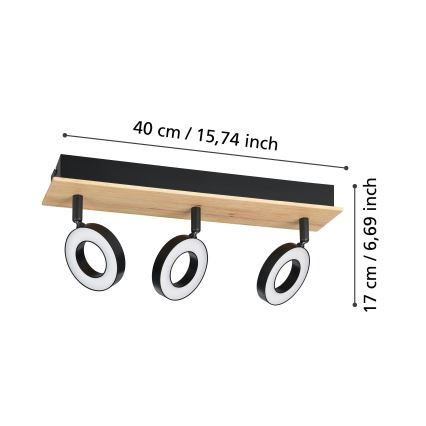 Eglo - LED Bodové svítidlo 3xLED/4,2W/230V černá/hnědá