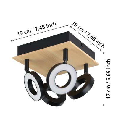 Eglo - LED Bodové svítidlo 4xLED/4,2W/230V černá/hnědá
