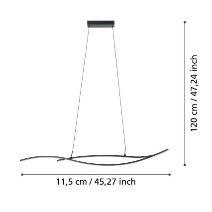 Eglo - LED Lustr na lanku LED/20W/230V 4000K černá