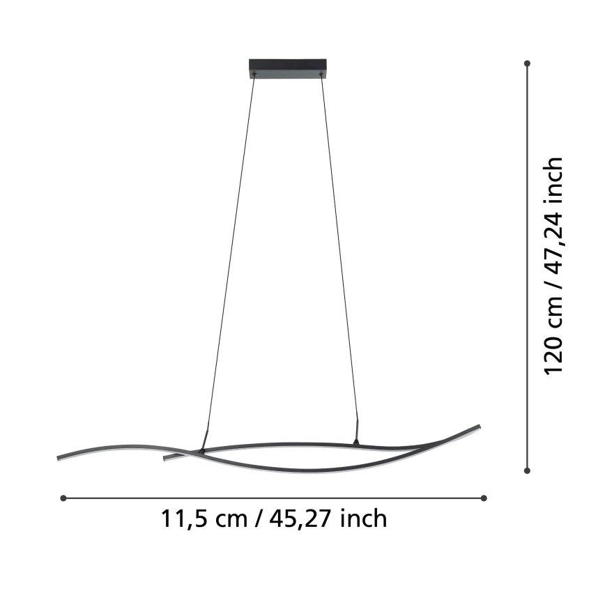 Eglo - LED Lustr na lanku LED/20W/230V 4000K černá