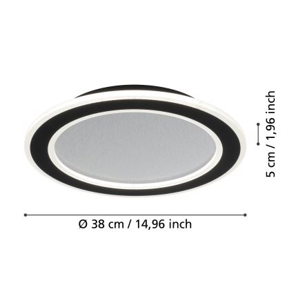 Eglo - LED Stmívatelné stropní svítidlo LED/20W/230V 2700-6500K černá + dálkové ovládání