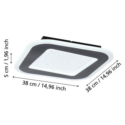 Eglo - LED Stmívatelné stropní svítidlo LED/20W/230V 2700-6500K černá + dálkové ovládání