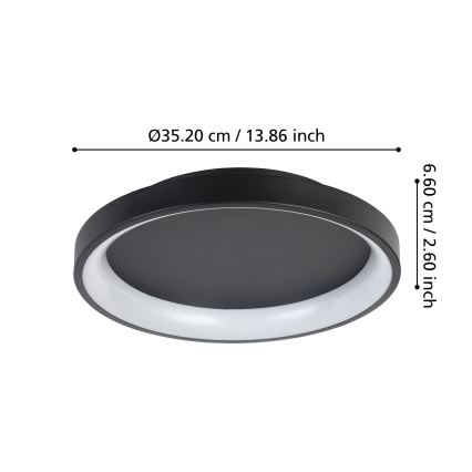 Eglo - LED Stmívatelné stropní svítidlo LED/12W/230V 2700-6500K černá + dálkové ovládání