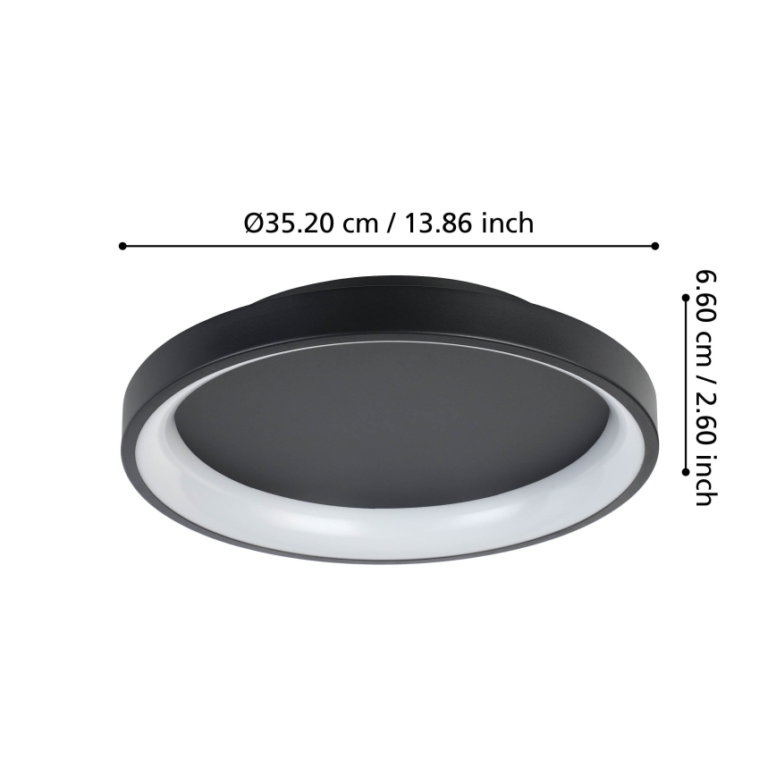 Eglo - LED Stmívatelné stropní svítidlo LED/12W/230V 2700-6500K černá + dálkové ovládání