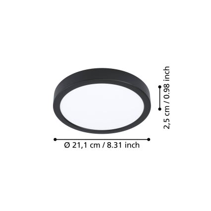 Eglo - LED Stropní svítidlo LED/11,5W/230V 2700/4000/6500K pr. 21,1 cm černá