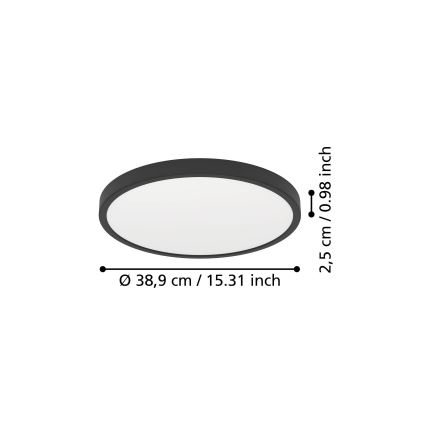 Eglo - LED Stropní svítidlo LED/17W/230V 2700/4000/6500K pr. 38,9 cm černá