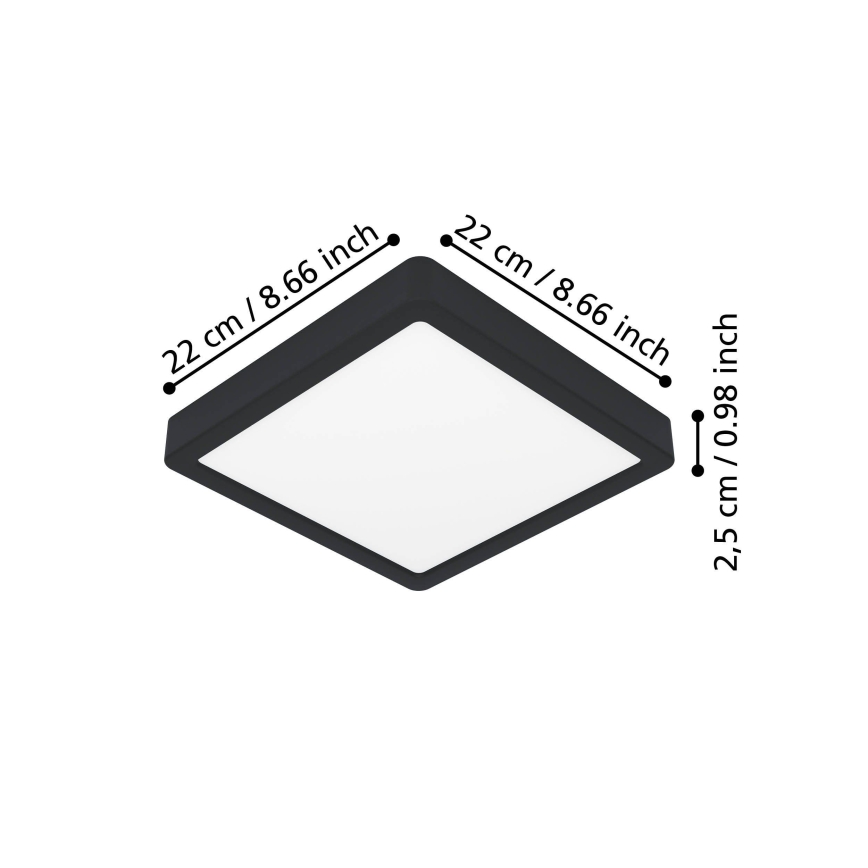 Eglo - LED Stropní svítidlo LED/10,5W/230V 2700/4000/6500K 22x22cm černá