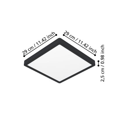 Eglo - LED Stropní svítidlo LED/13W/230V 2700/4000/6500K 29x29cm černá