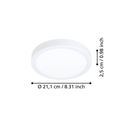Eglo - LED Stropní svítidlo LED/11,5W/230V 2700/4000/6500K pr. 21,1 cm bílá