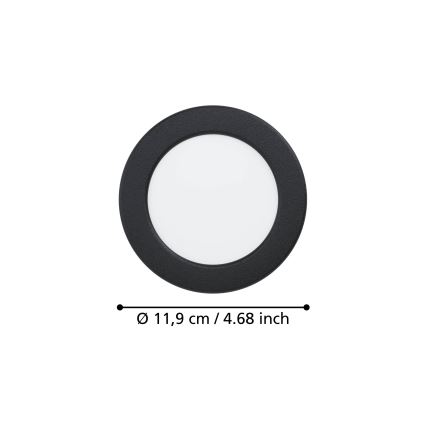 Eglo - LED Podhledové svítidlo LED/6,3W/230V 2700/4000/6500K pr. 11,9 cm černá