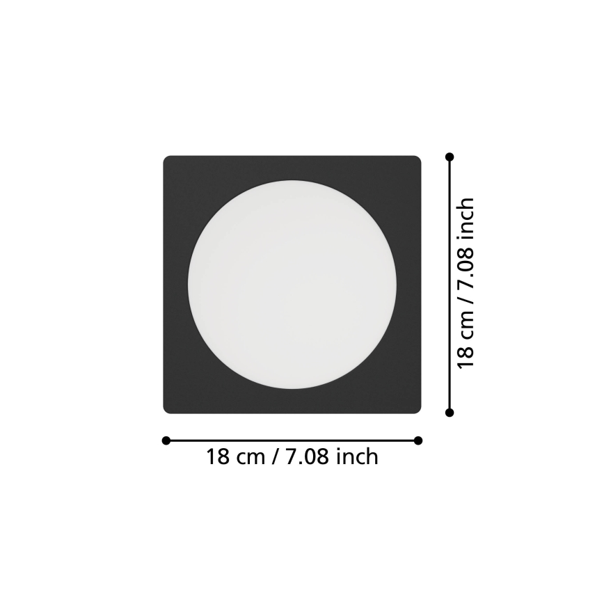 Eglo - LED Podhledové svítidlo LED/10,5W/230V 2700/4000/6500K 16,6x16,6 cm černá