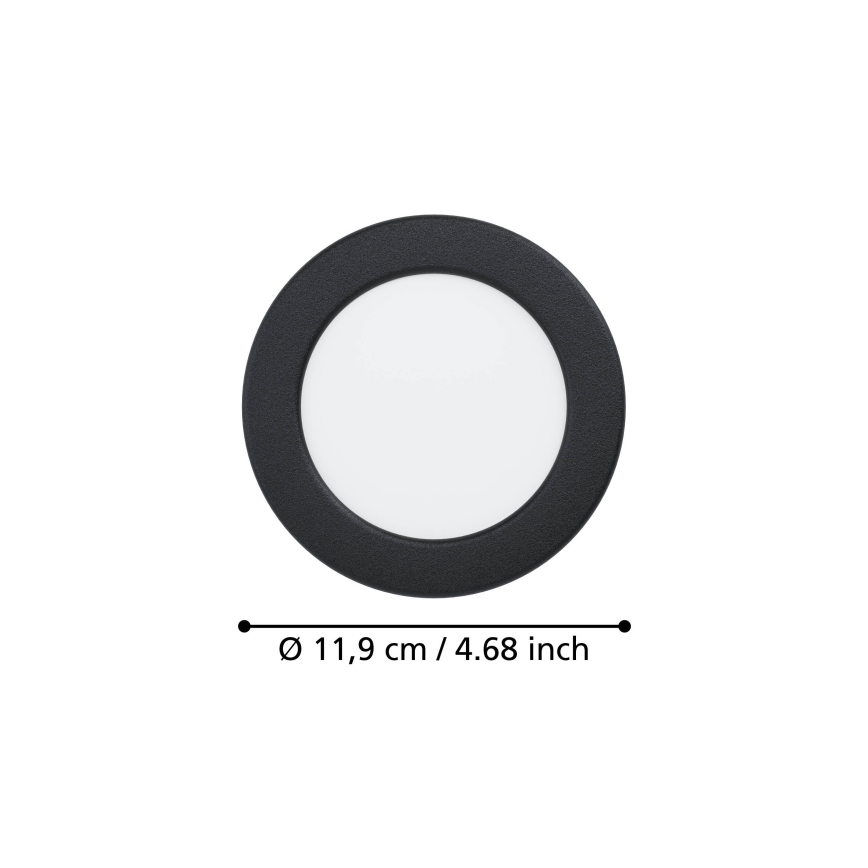 Eglo - LED Koupelnové podhledové svítidlo LED/6,3W/230V 2700/4000/6500K pr. 11,9 cm IP44 černá