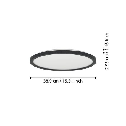 Eglo - LED Koupelnové stropní svítidlo LED/18,5W/230V 2700K/4000K/6500K pr. 38,9 cm IP44 černá