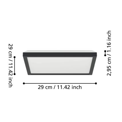 Eglo - LED Koupelnové stropní svítidlo LED/13,4W/230V 2700/4000/6500K 29x29 cm IP44 černá