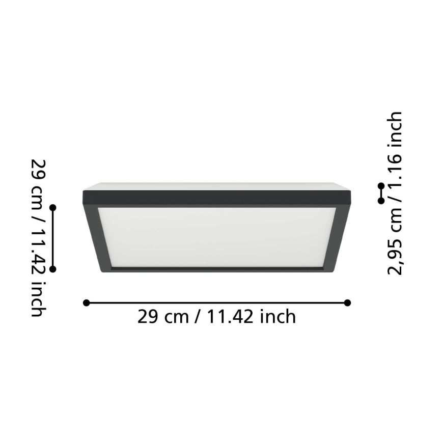 Eglo - LED Koupelnové stropní svítidlo LED/13,4W/230V 2700/4000/6500K 29x29 cm IP44 černá