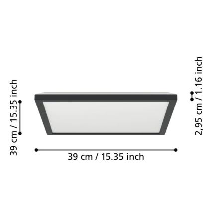 Eglo - LED Koupelnové stropní svítidlo LED/17,6W/230V 2700/4000/6500K 39x39 cm IP44 černá