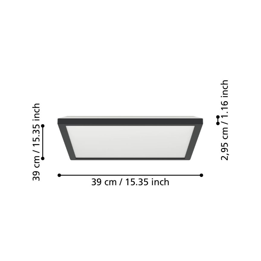 Eglo - LED Koupelnové stropní svítidlo LED/17,6W/230V 2700/4000/6500K 39x39 cm IP44 černá
