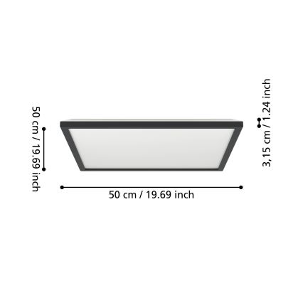 Eglo - LED Koupelnové stropní svítidlo LED/17W/230V 2700/4000/6500K 50x50 cm IP44 černá