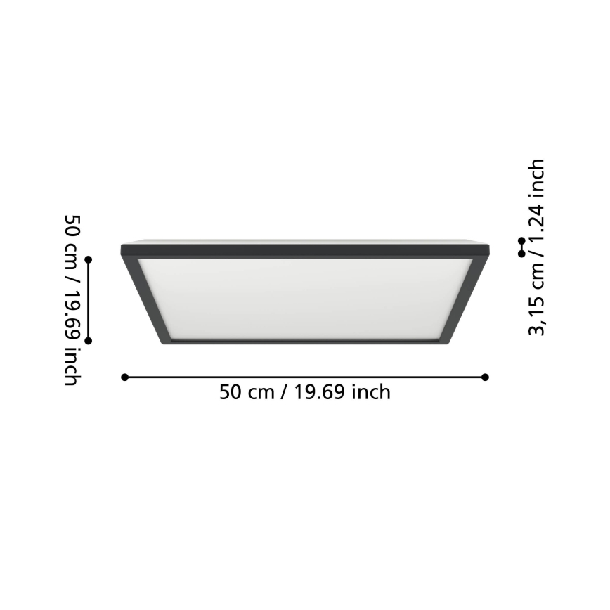 Eglo - LED Koupelnové stropní svítidlo LED/17W/230V 2700/4000/6500K 50x50 cm IP44 černá