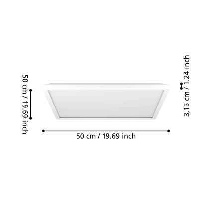 Eglo - LED Koupelnové stropní svítidlo LED/17W/230V 2700/4000/6500K 50x50 cm IP44 bílá