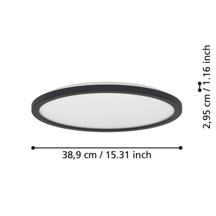 Eglo - LED Stmívatelné koupelnové stropní svítidlo LED/18,5W/230V 2700-6500K pr. 38,9 cm IP44 černá + dálkové ovládání