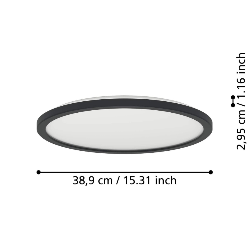 Eglo - LED Stmívatelné koupelnové stropní svítidlo LED/18,5W/230V 2700-6500K pr. 38,9 cm IP44 černá + dálkové ovládání