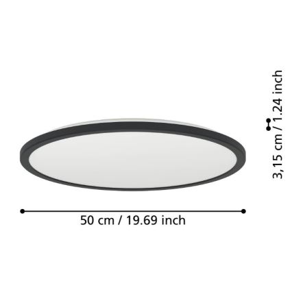 Eglo - LED Stmívatelné koupelnové stropní svítidlo LED/16,8W/230V 2700-6500K pr. 50 cm IP44 černá + dálkové ovládání