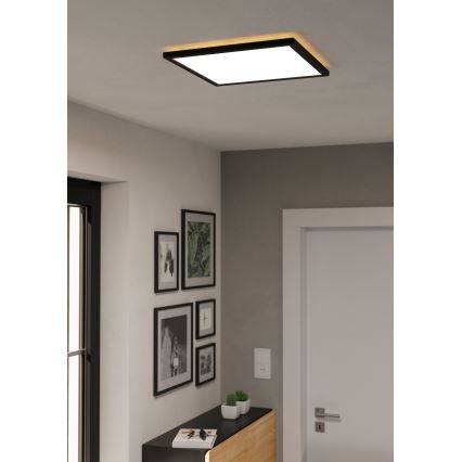 Eglo - LED Stmívatelné koupelnové stropní svítidlo LED/17,6W/230V 2700-6500K 39x39 cm IP44 černá + dálkové ovládání