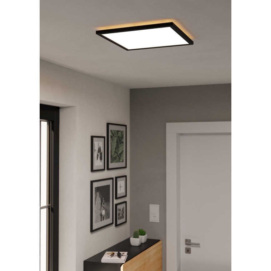 Eglo - LED Stmívatelné koupelnové stropní svítidlo LED/17,6W/230V 2700-6500K 39x39 cm IP44 černá + dálkové ovládání