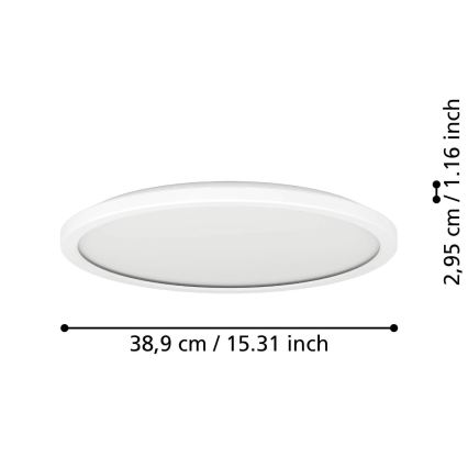 Eglo - LED Stmívatelné koupelnové stropní svítidlo LED/18,5W/230V 2700-6500K pr. 38,9 cm IP44 bílá + dálkové ovládání