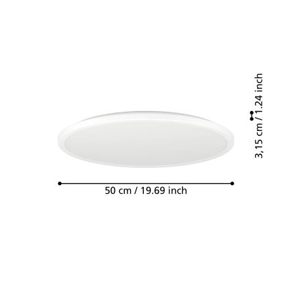 Eglo - LED Stmívatelné koupelnové stropní svítidlo LED/16,8W/230V 2700-6500K pr.50 cm IP44 bílá + dálkové ovládání