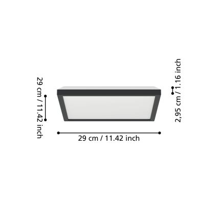 Eglo - LED RGBW Stmívatelné koupelnové stropní svítidlo LED/13,4W/230V 2700-6500K 29x29 cm IP44 černá