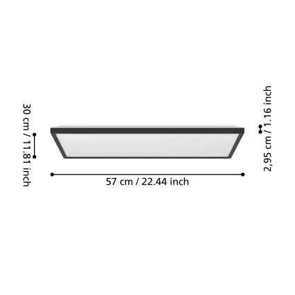 Eglo - LED RGBW Stmívatelné koupelnové stropní svítidlo LED/17,2W/230V 2700-6500K 30x57cm IP44 černá ZigBee