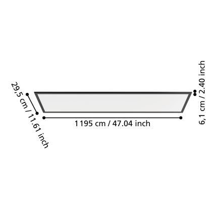 Eglo - LED Přisazený panel LED/33W/230V 2700/4000/6500K 120x30 cm černá