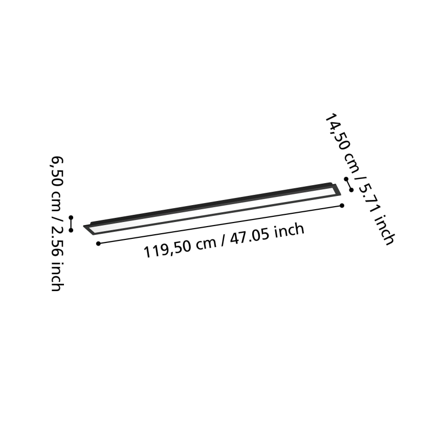 Eglo - LED RGBW Stmívatelný přisazený panel LED/28W/230V 2700-6500K 120x15 cm černá