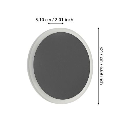 Eglo - LED Nástěnné svítidlo LED/12W/230V 3000K pr. 17 cm černá