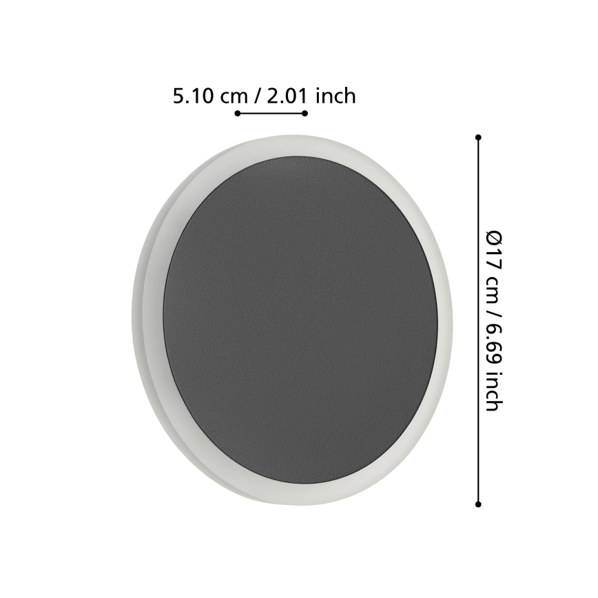 Eglo - LED Nástěnné svítidlo LED/12W/230V 3000K pr. 17 cm černá