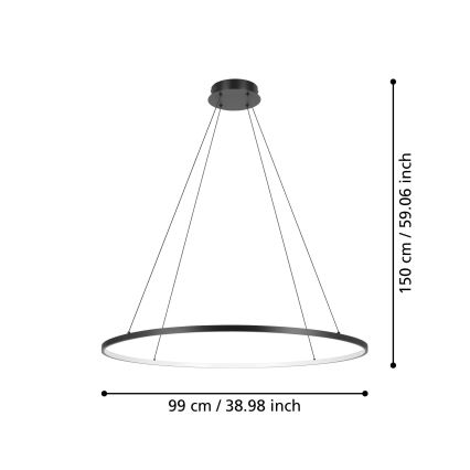 Eglo - LED Stmívatelný lustr na lanku LED/40W/230V 2700-6500K černá + dálkové ovládání