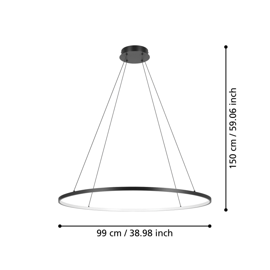 Eglo - LED Stmívatelný lustr na lanku LED/40W/230V 2700-6500K černá + dálkové ovládání