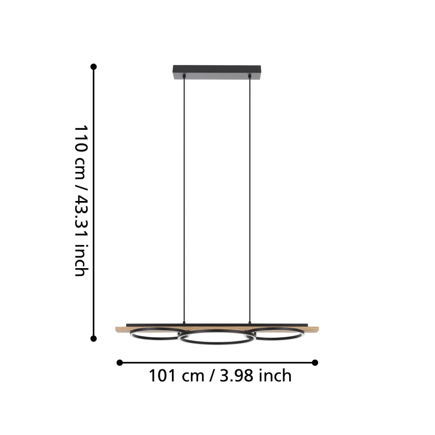 Eglo - LED Stmívatelný lustr na lanku 2xLED/12,5W/230V+1xLED/15,5W 3000K béžová/černá