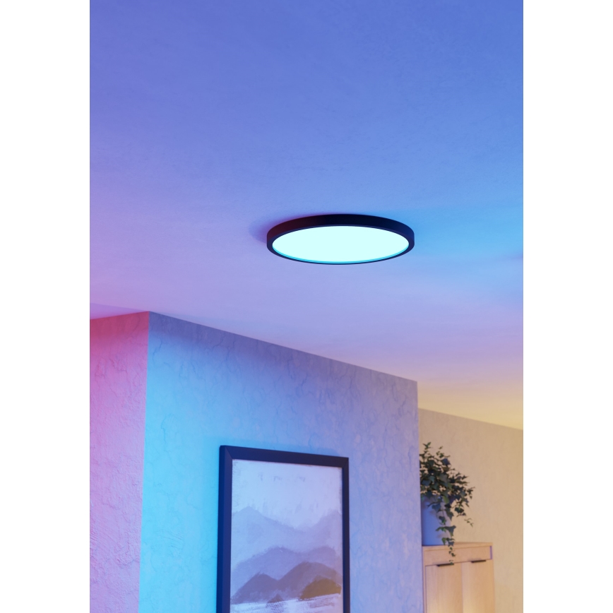 Eglo - LED RGBW Stmívatelné koupelnové stropní svítidlo LED/17,5W/230V 2700-6500K pr. 39,9 cm IP44 černá