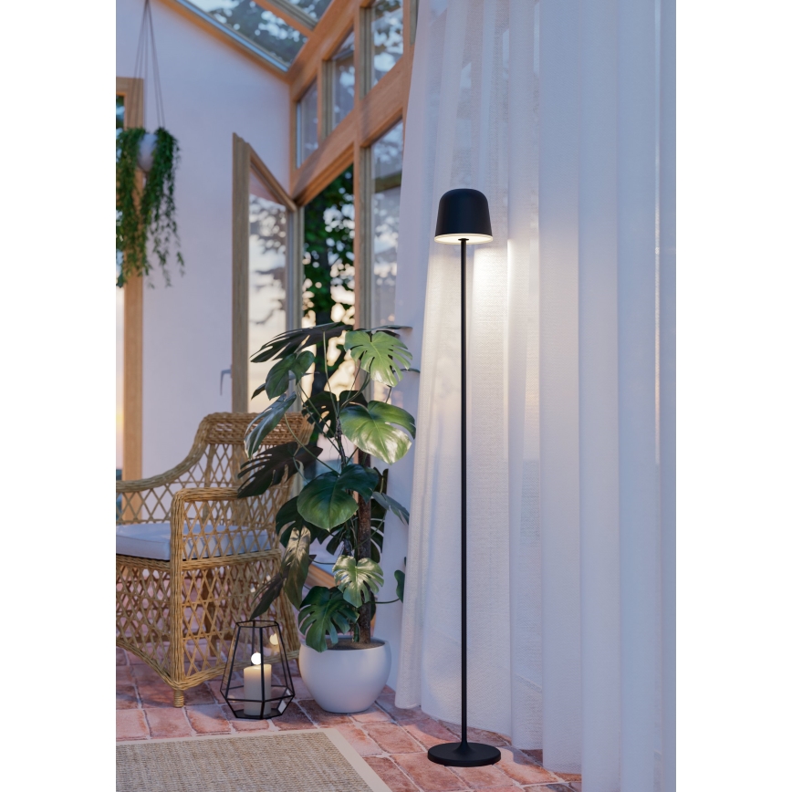 Eglo - LED Stmívatelná venkovní nabíjecí stojací lampa LED/4,3W/5V 2400/3000/4000K IP54 černá