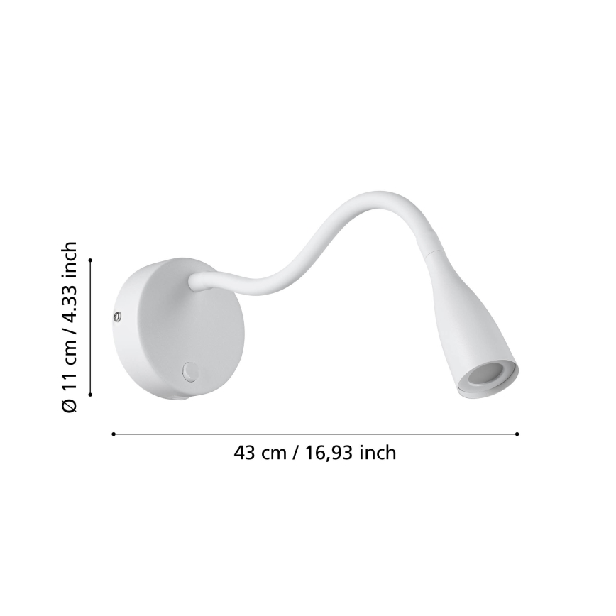 Eglo - LED Flexibilní nástěnná lampa s USB LED/3,8W/230V bílá