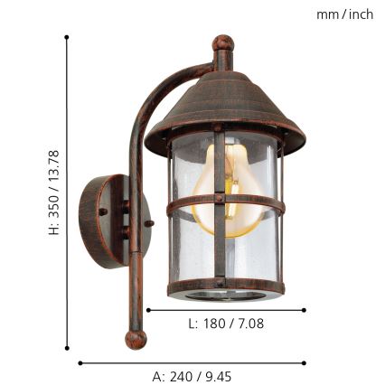 EGLO 90184 - Venkovní nástěnné svítidlo SAN TELMO 1xE27/60W/230V